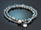 Sommerregen! Zweireihiges Edelstein Armband mit Saphir Opal und Silber 925