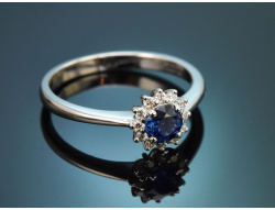 Bright Blue! Feiner Saphir Brillant Ring aus...