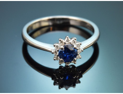 Bright Blue! Feiner Saphir Brillant Ring aus...