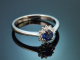 Bright Blue! Feiner Saphir Brillant Ring aus Wei&szlig;gold 750