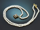 Um 1890! Zartes Perlencollier mit Diamant-Rubin Anh&auml;nger aus Gold 585