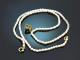 Um 1890! Zartes Perlencollier mit Diamant-Rubin Anh&auml;nger aus Gold 585