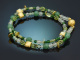 Vivid Green! Fancy Edelstein Armband mit Peridot Tsavorith Achat Jadeit und vergoldetem Silber