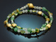 Vivid Green! Fancy Edelstein Armband mit Peridot Tsavorith Achat Jadeit und vergoldetem Silber