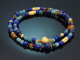 Colours of Morocco! Fancy Armband aus Saphir Lapislazuli Citrin Achat Granat und vergoldetem Silber
