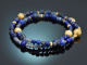 Deep Blue! Fancy bracelet made from sapphire lapis lazuli iolite and gold-plated 925 silver