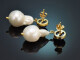 Elegant earrings with baroque pearls and lapis lazuli in gold-plated 925 silver