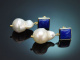 Modern Baroque pearl earrings with lapis lazuli and gold-plated 925 silver