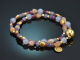 Morning Sky! Armband Turmalin Chalcedon Mondstein Tansanit Granat Silber 925 vergoldet