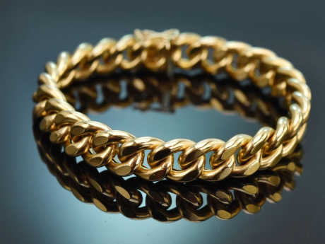 Italien um 1970! Schickes klassisches Panzer Armband aus Gold 750