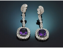 Um 1930! Edle Ohrringe mit Diamanten und Amethysten aus...