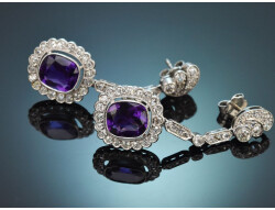 Um 1930! Edle Ohrringe mit Diamanten und Amethysten aus...