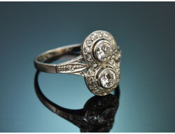 Um 1928! Edler Art Deco Ring mit Diamanten aus...