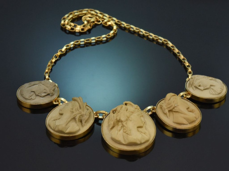 England circa 1890! Rare lava cameo necklace in gold-plated silver