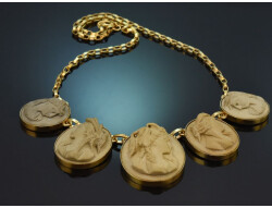 England circa 1890! Rare lava cameo necklace in...