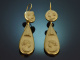 Naples circa 1880! Rare lava cameo earrings made of 333 gold and gold-plated tombac