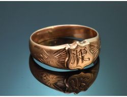 Circa 1890! Antique monogram ring &lsquo;WR&rsquo; in 585...