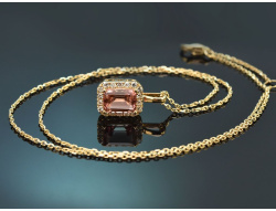 Fine Rose! Edler Turmalin Diamant Anh&auml;nger mit Kette...
