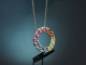 Rainbow Colours! Bunter Farbstein Anh&auml;nger mit Kette aus Wei&szlig;gold 585