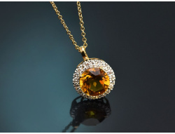 Sunny Yellow! Feiner Goldberyll-Diamant Anh&auml;nger mit...