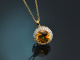 Sunny Yellow! Feiner Goldberyll-Diamant Anh&auml;nger mit Kette aus Gold 585