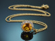 Sunny Yellow! Feiner Goldberyll-Diamant Anh&auml;nger mit Kette aus Gold 585