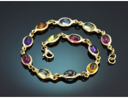 Fr&ouml;hliches Farbstein Armband aus Gold 585 mit...