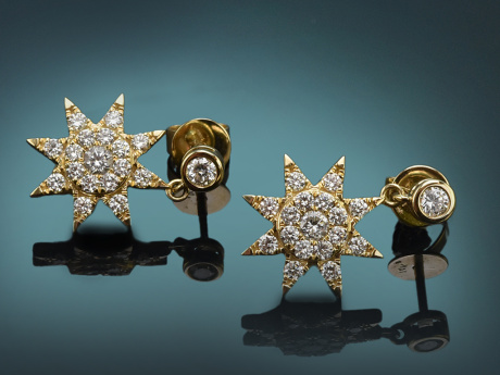 Diamantsterne! Sch&ouml;ne Brillant Ohrringe aus Gold 585