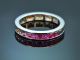 Regenbogen Memoire Ring mit feinen bunten Saphiren aus Wei&szlig;gold 585