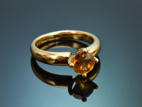 Schlichter Design Ring mit feinem Citrin aus Gold 750