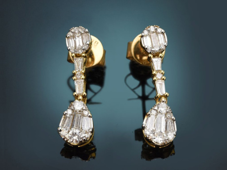 Klassische Diamant Ohrringe in Tropfenform aus Gold 750