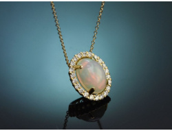 Feines Opal Diamant Collier aus Gold 750