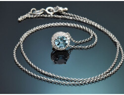 Sky Blue! Sch&ouml;nes Topas Diamant Collier aus...