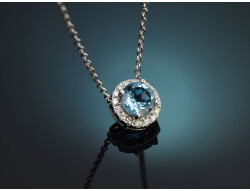 Sky Blue! Sch&ouml;nes Topas Diamant Collier aus...
