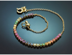 Happy Rainbow! Colourful gemstone bracelet in 750 gold...