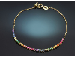 Happy Rainbow! Colourful gemstone bracelet in 750 gold...