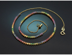 Happy Rainbow! Buntes Farbstein Collier aus Gold 750 mit...