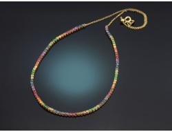 Happy Rainbow! Buntes Farbstein Collier aus Gold 750 mit...