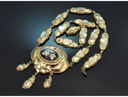 Um 1860! Sch&ouml;ne Biedermeier Kette aus vergoldetem...