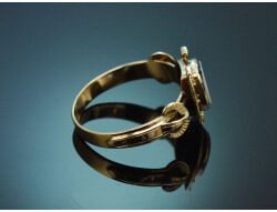 Um 1900! Gl&uuml;cks Hufeisen Ring mit Lagenachat aus...