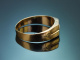 Um 1890! Schlichter historischer Bandring mit Naturperle aus Gold 585
