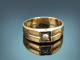 Um 1890! Schlichter historischer Bandring mit Naturperle aus Gold 585