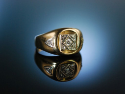 Statement for Men! Grosser Ring Gelbgold 585 Diamanten...