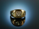 Statement for Men! Grosser Ring Gelbgold 585 Diamanten USA um 1960