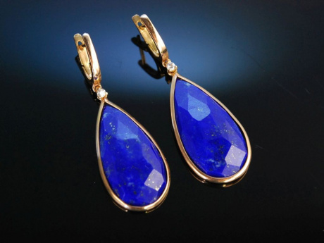 Fantastisches Blau! Paar Ohrringe Rosé Gold 750 Lapislazuli Brillanten