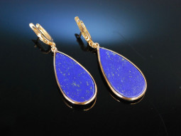 Fantastisches Blau! Paar Ohrringe Ros&eacute; Gold 750 Lapislazuli Brillanten