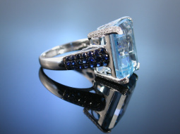 Ring Wei&szlig;gold 750 Blautopas Saphire Brillanten