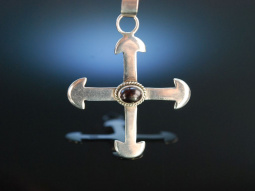 Silver Cross! Kreuz Anh&auml;nger mit Kette Silber 925 Granat England