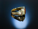 Massiver Ring Gold 585 Citrin Diamanten 0,18 ct um 1950