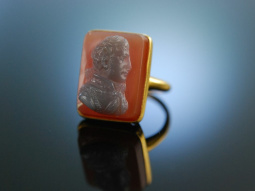 Lord Nelson! Historischer Kamee Ring Lagen Achat Gold 750...